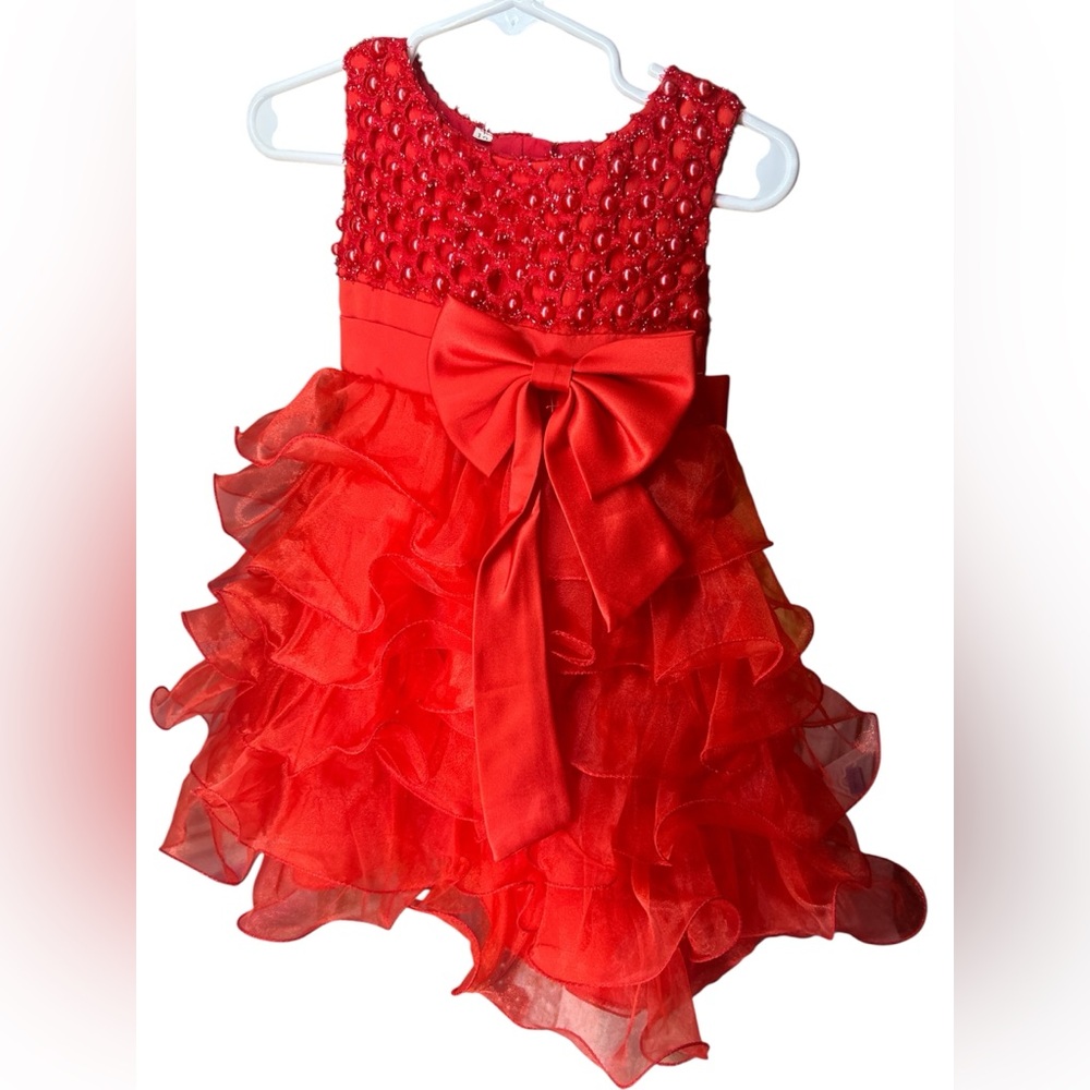 Red Ruffled Dress with Bow
12 Months